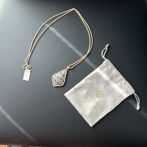 Kendra Scott Aiden Long Gold Pendant in Silver Filigree Mixed